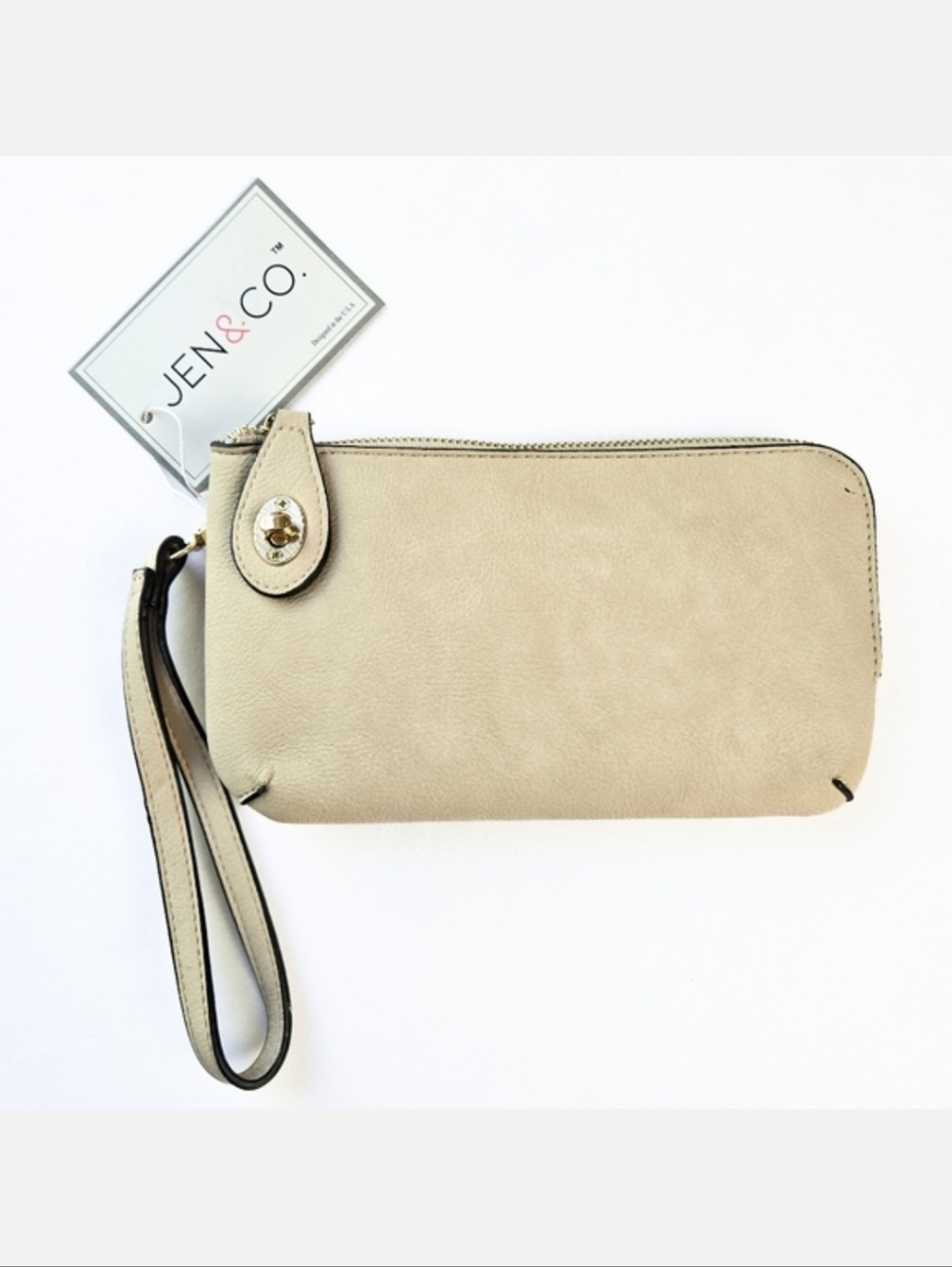 NWT Jen & Co. Kendall Crossbody Clutch, Creamy Taupe